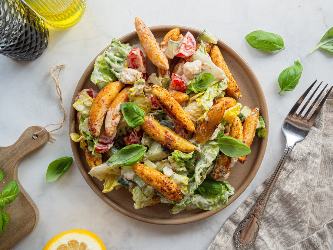 Schupfnudelsalat mit Feta & Frischkäse-Dressing