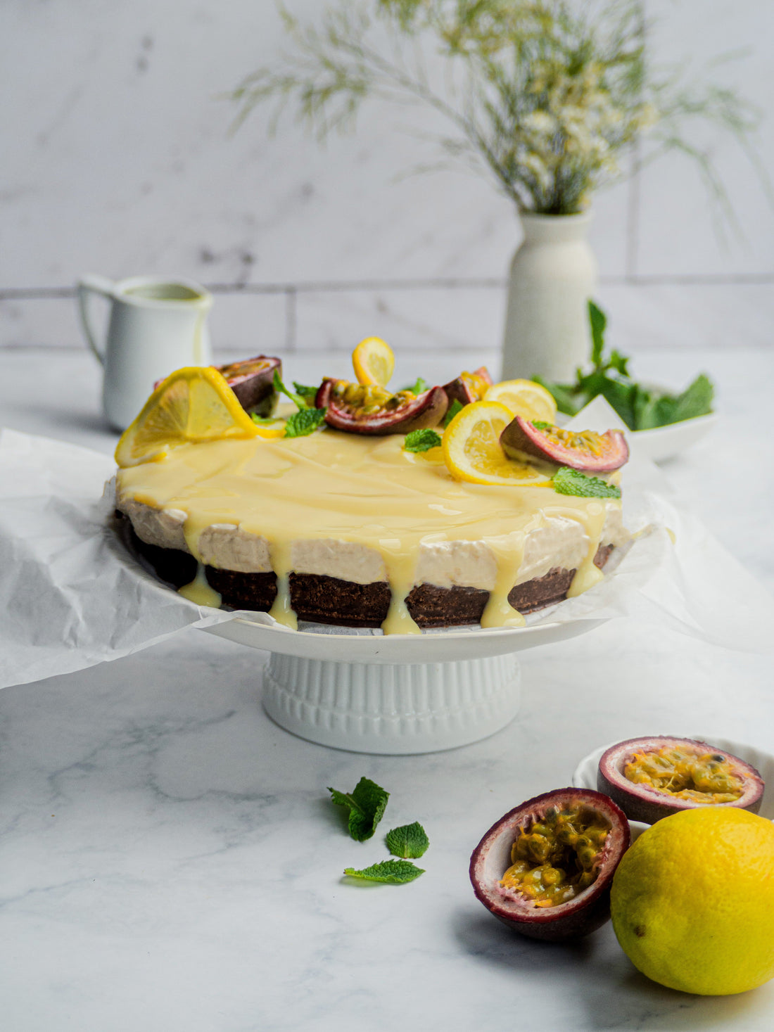 Veganer Maracuja Cheesecake ohne Backen – cremig, frisch & einfach gemacht