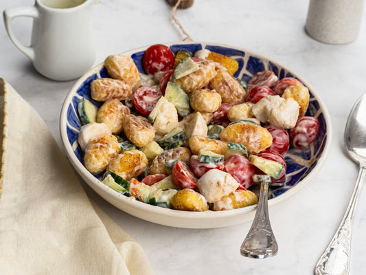Veganer Gnocchi-Salat mit cremigem Dressing – einfach, schnell und voller Geschmack